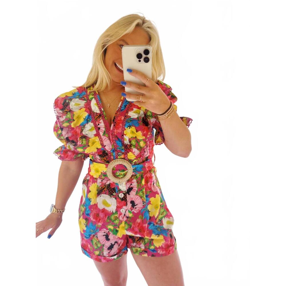 NEW FATE BY LFD women's all things colorful florals romper in pattern